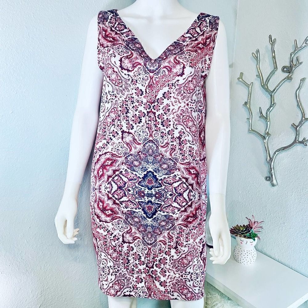 MNG Red White Mandala Print Bohemian Dress Size 6